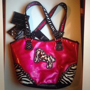 Yesir ladies fashion hot pink horse hobo bag