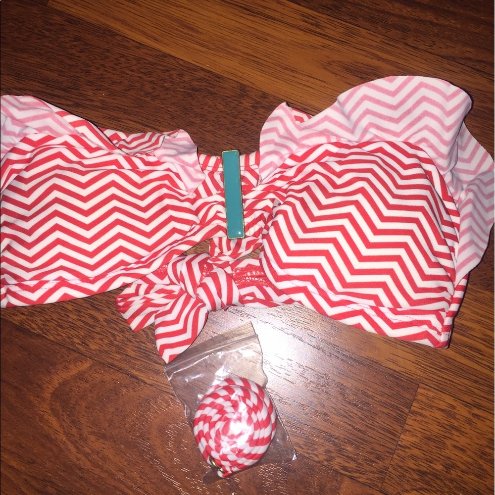Red white chevron bikini top bandeau July 4th