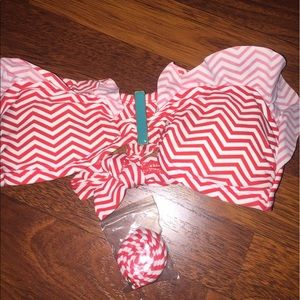Red white chevron bikini top bandeau July 4th