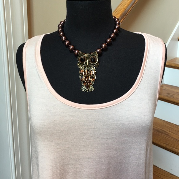 Owl Brooch and Pendant Amber stones Antique Gold - Picture 3 of 4