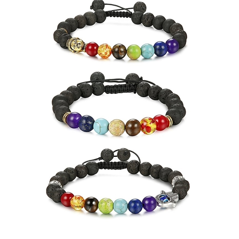 Lave Stone Adj. Chakra Bracelet