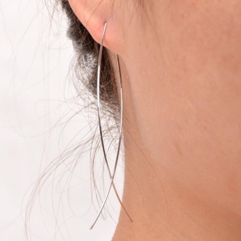 Gold tone Wire Hoop Earrings - Picture 2 of 3