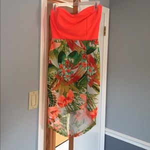 Strapless tropical dress