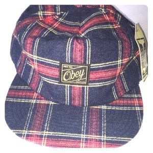 NWT OBEY plaid hat