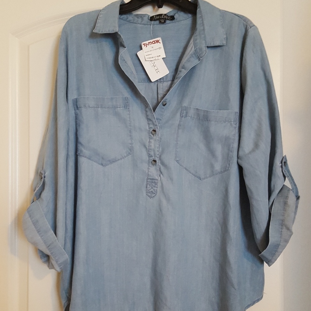 Lightweight blue button up shirt