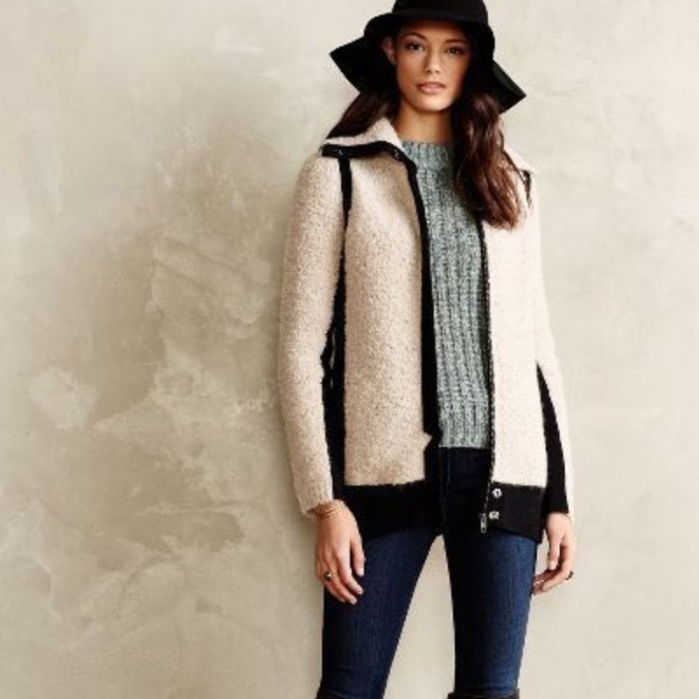 Anthropologie Colorblock Boucle Sweater Jacket