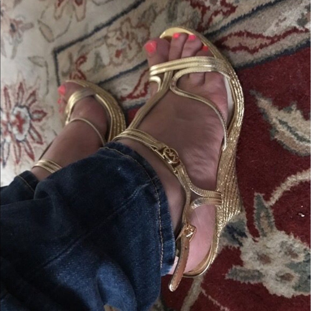 Authentic Michael Kors Gold Wedges