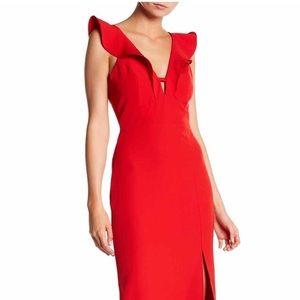 Red Ruffle dress beautiful cross back Size 4