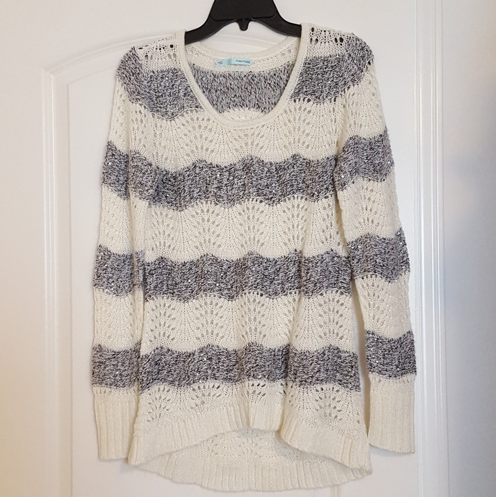 Maurices striped black, white, gray sweater