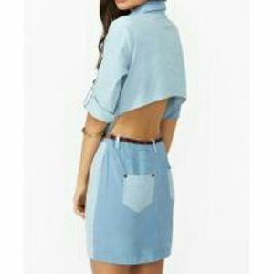 Two Tone Nasty Gal Chambray Dress