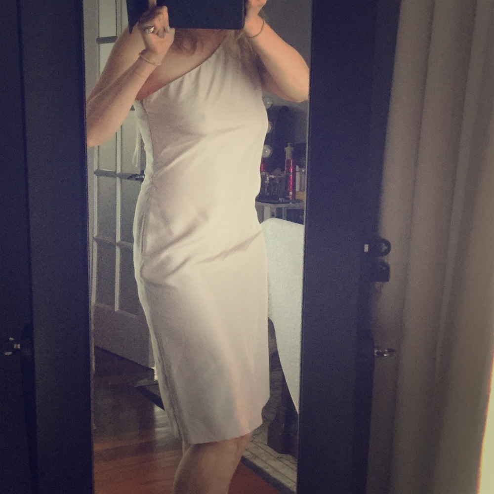 Valentino - silk one shoulder silver/gray dress.