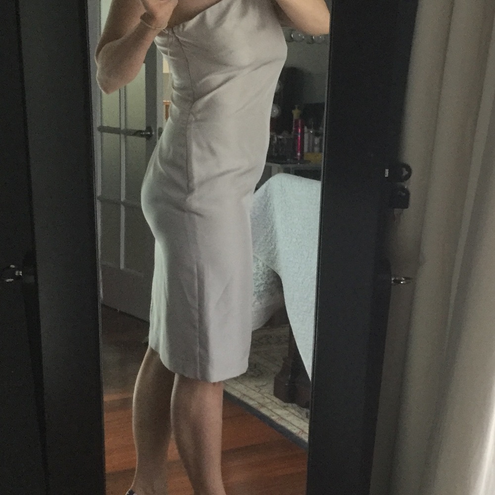 Valentino - silk one shoulder silver/gray dress. - Picture 2 of 7