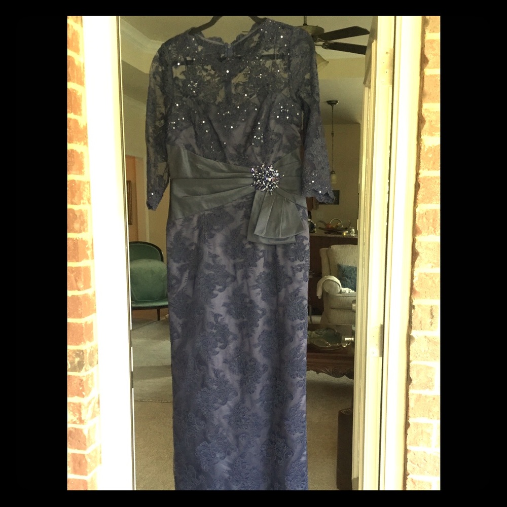 Terri Jon by Rickie Freeman Lace Overlay Gown