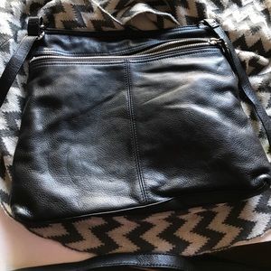 Genuine leather black crossbody