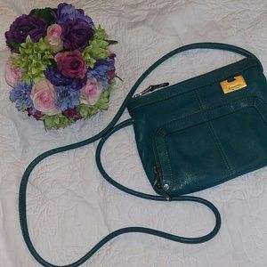 Tignanello Leather Teal Crossbody Purse