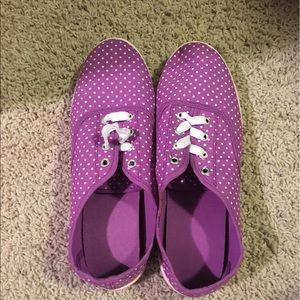 Purple polka dot shoes!