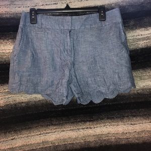 Chambray scalloped shorts