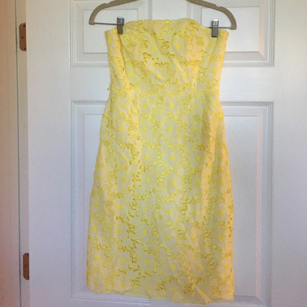 Lilly Pulitzer Strapless Yellow Dress - Size 4