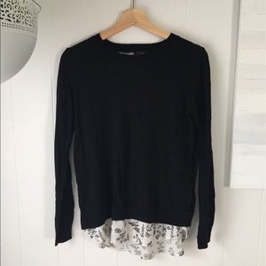 Black and black white floral undershirt sweater