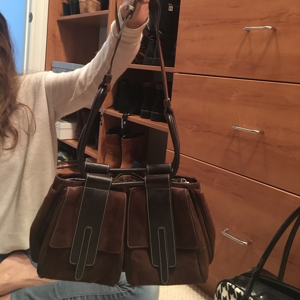 Hogan brown suede bag