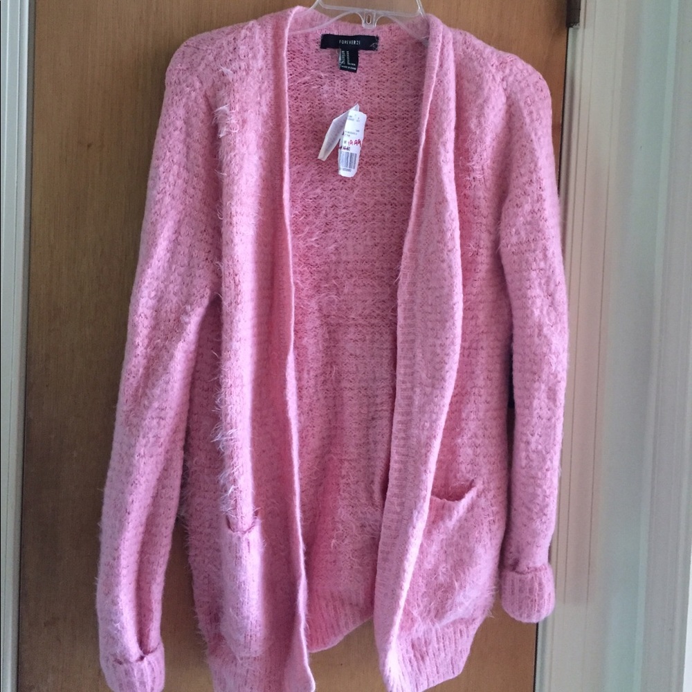 Fuzzy Pink Forever 21 Cardigan