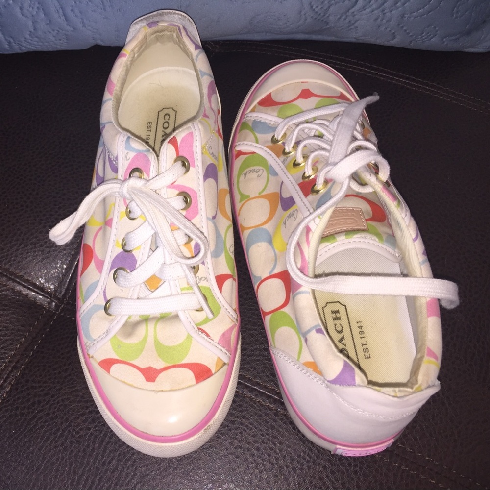 Gently used coach rainbow sneakers