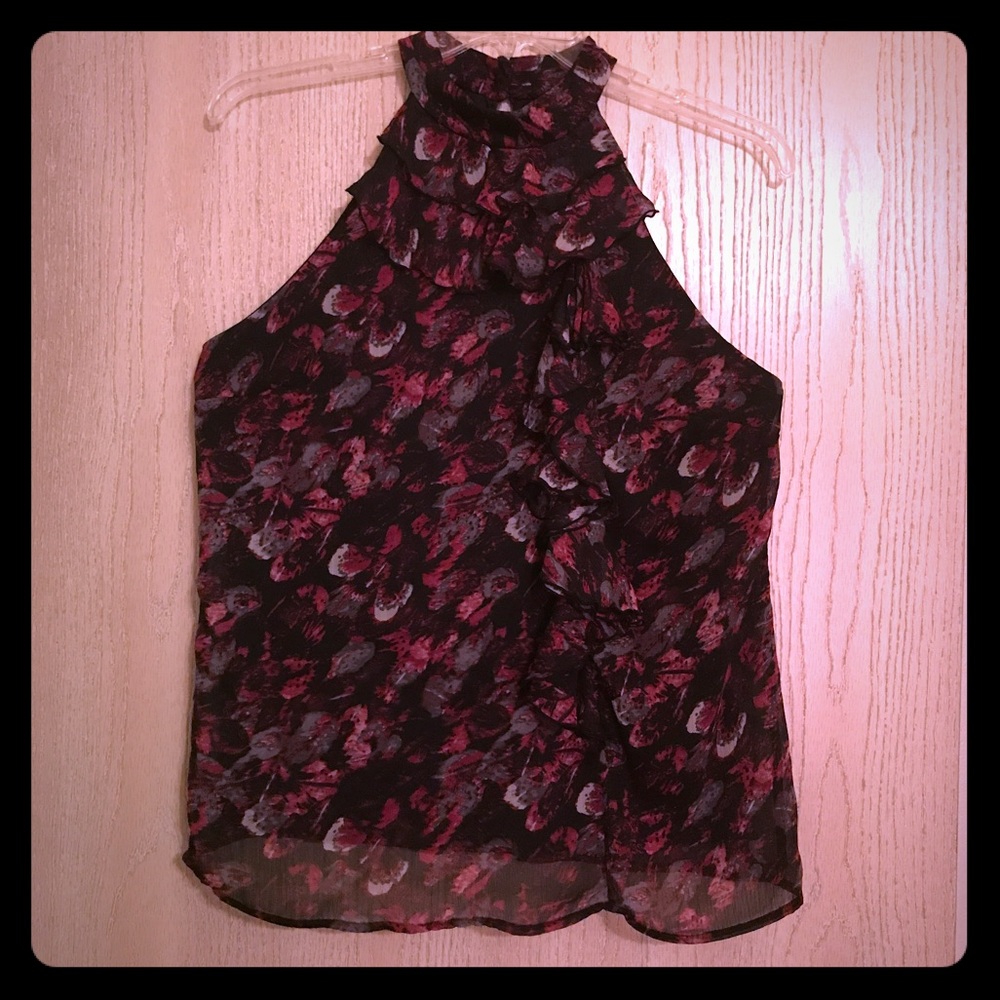 Women's Buttoned Halter Blouse with Ruffles