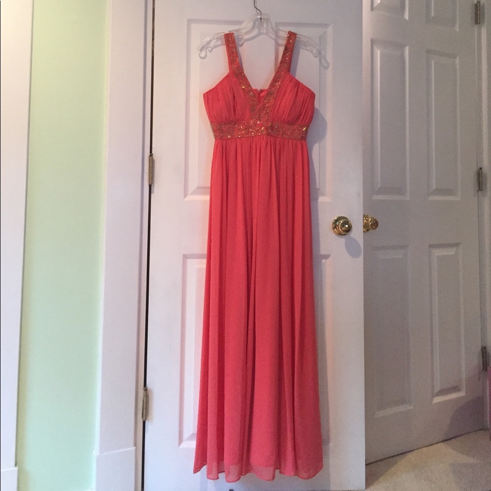 Salmon prom dress with beading