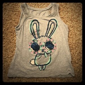 Justice sparkly bunny gray tank top