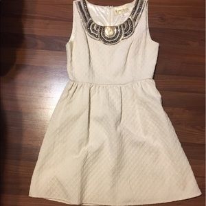 Beautiful Cream Dress With Beaded Neckline
