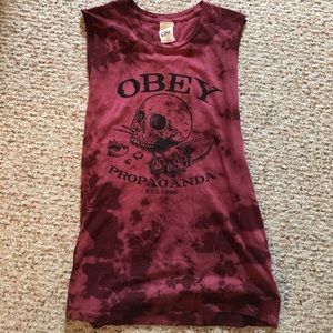 Obey red tie dye tank
