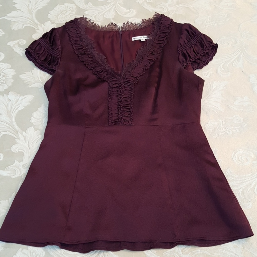 Nanette Lepore maroon cap sleeve top size 8