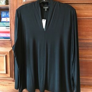 NWT Black Talbots V Neck Long Sleeve