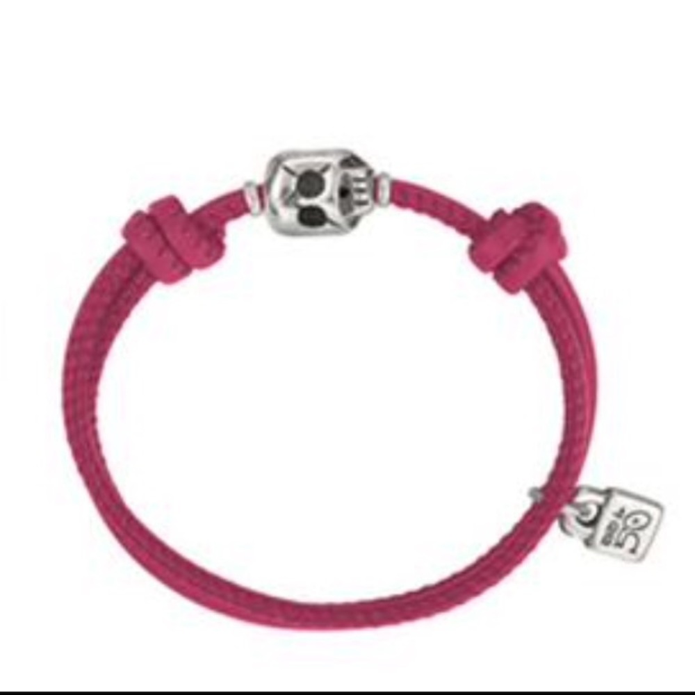 Uno De 50 Hot Pink Leather Skull Bracelet