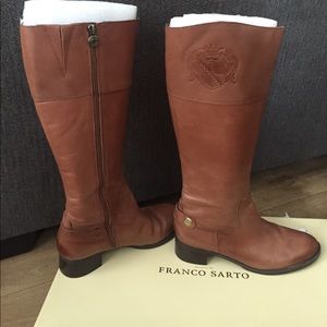 Brown leather riding boots