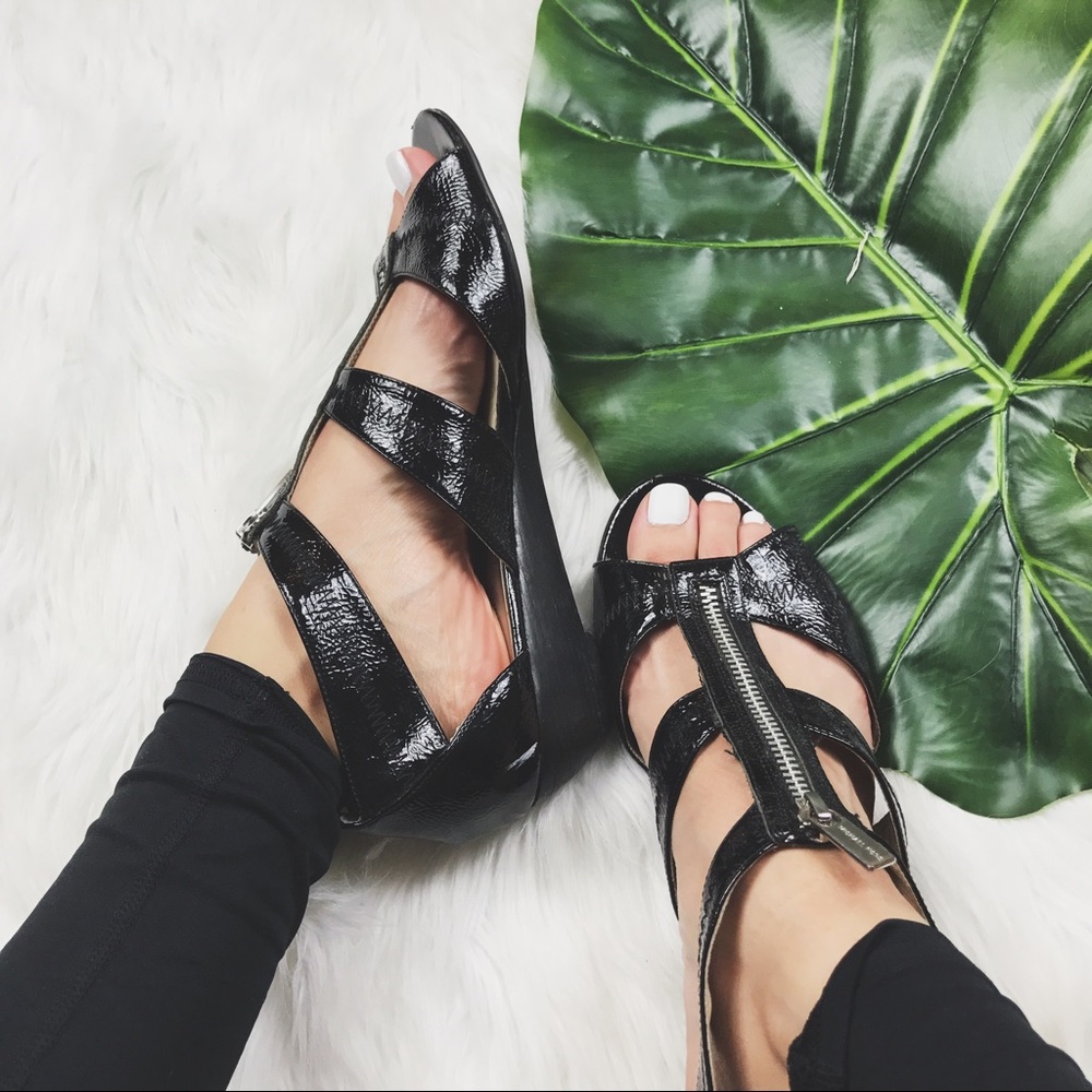 MICHAEL Michael Kors Patent Zipper Sandals