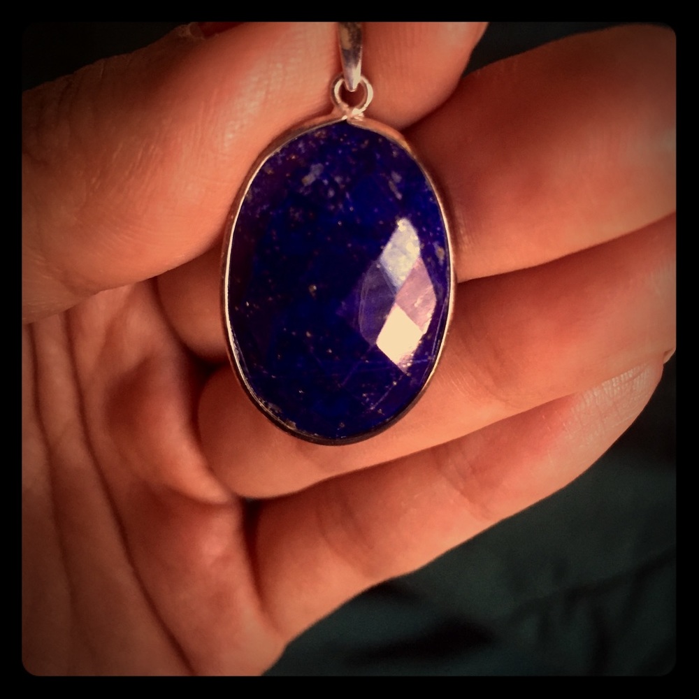 Lapis Lazuli faceted pendant in Sterling Silver
