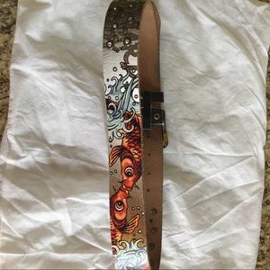 VINTAGE ED HARDY LEATHER BELT SIZE SMALL