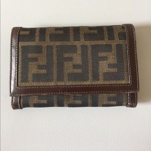 Authentic Fendi zucca Canvas expandable wallet