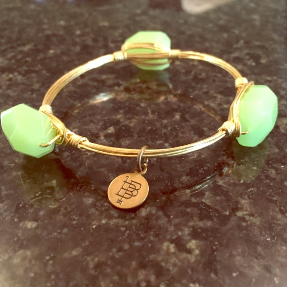 Bourbon & Boweites Bangle Bracelet Green Gold