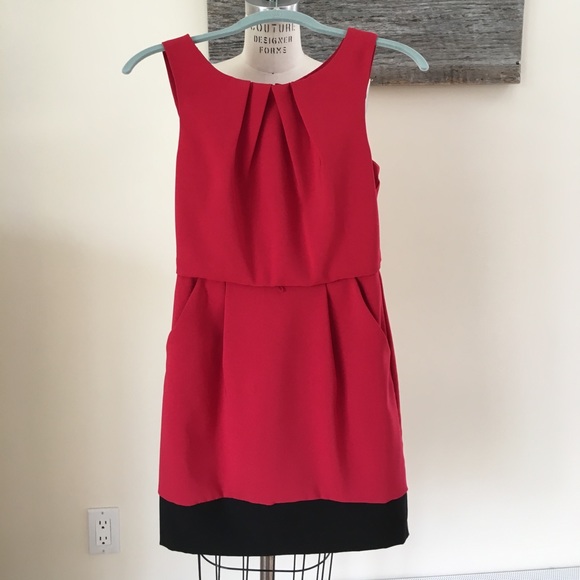 BCX Red Color Block Mixed Media Dress - Picture 4 of 5