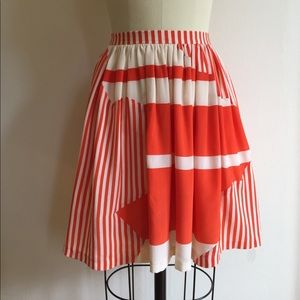 Anthropologie silk striped mini skirt / size 2