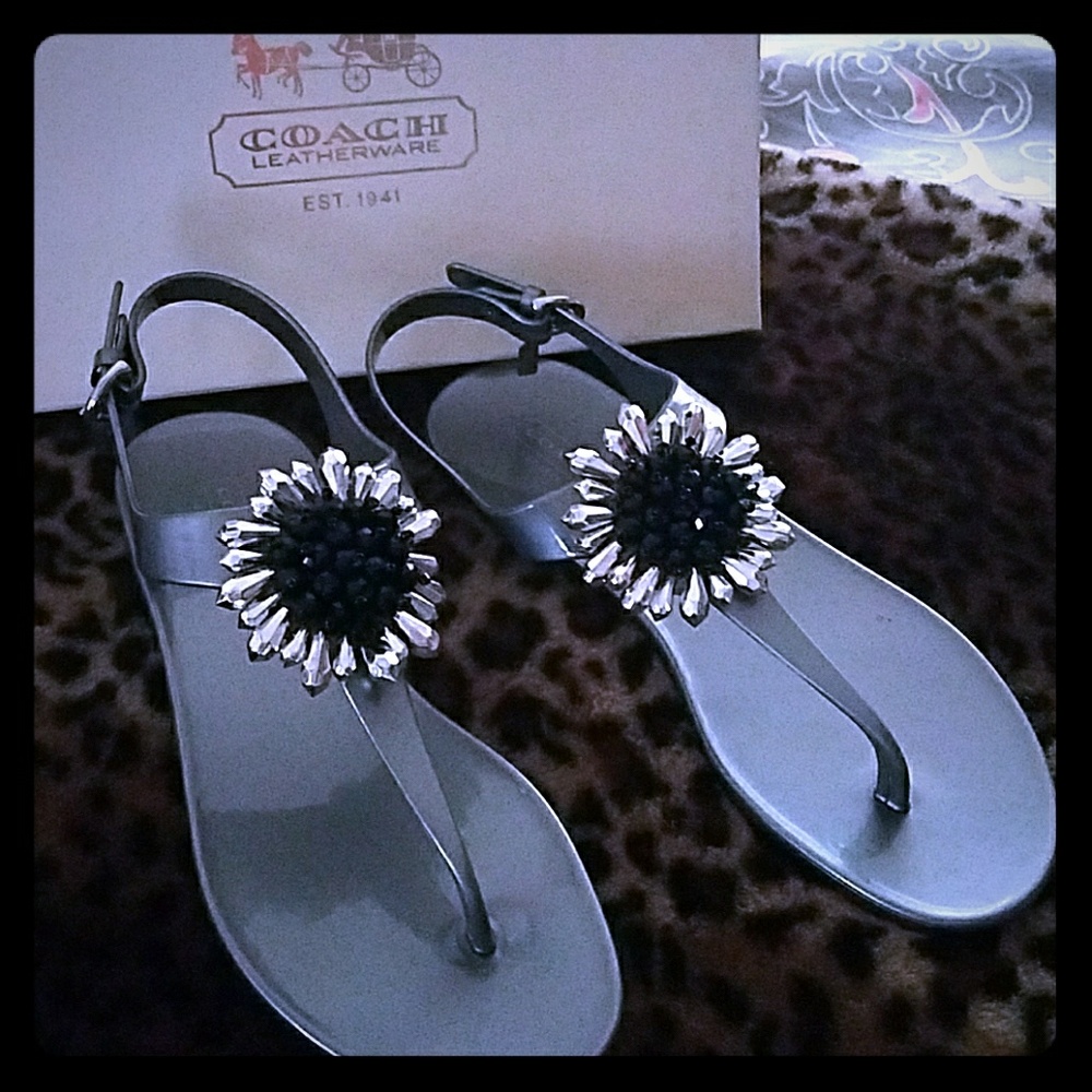 Adorable sliver Coach sandals
