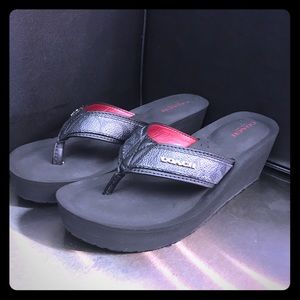 Black Coach Wedges Sandals