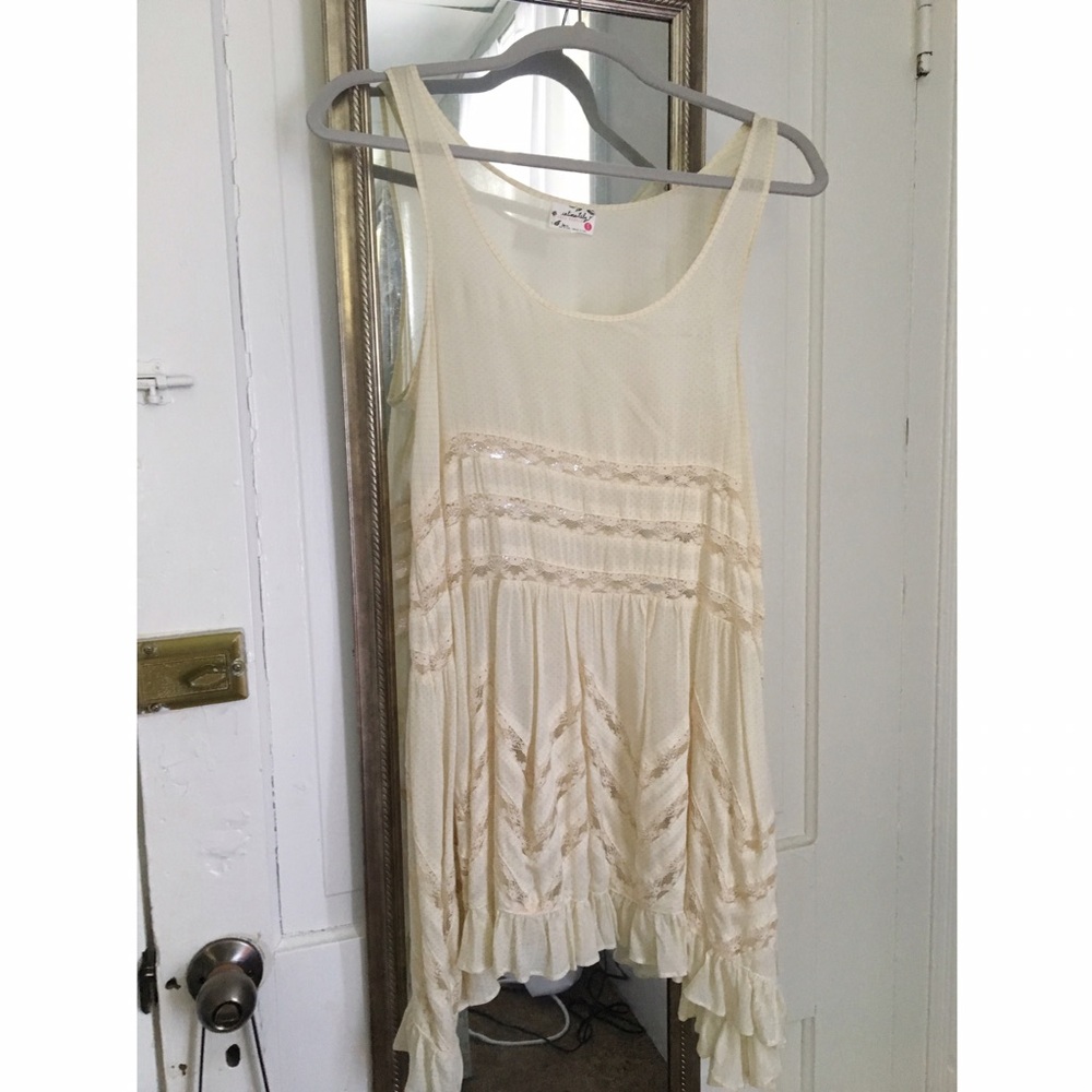 Free People Voile and Lace Trapeze Slip- Tea