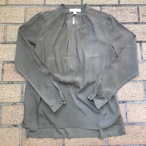 Long sleeve sheer army green blouse