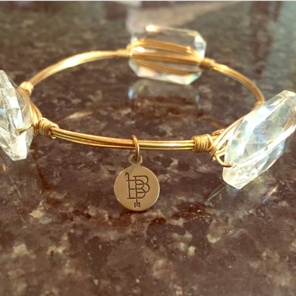 Bourbon & Boweties Bangle Bracelet Clear White