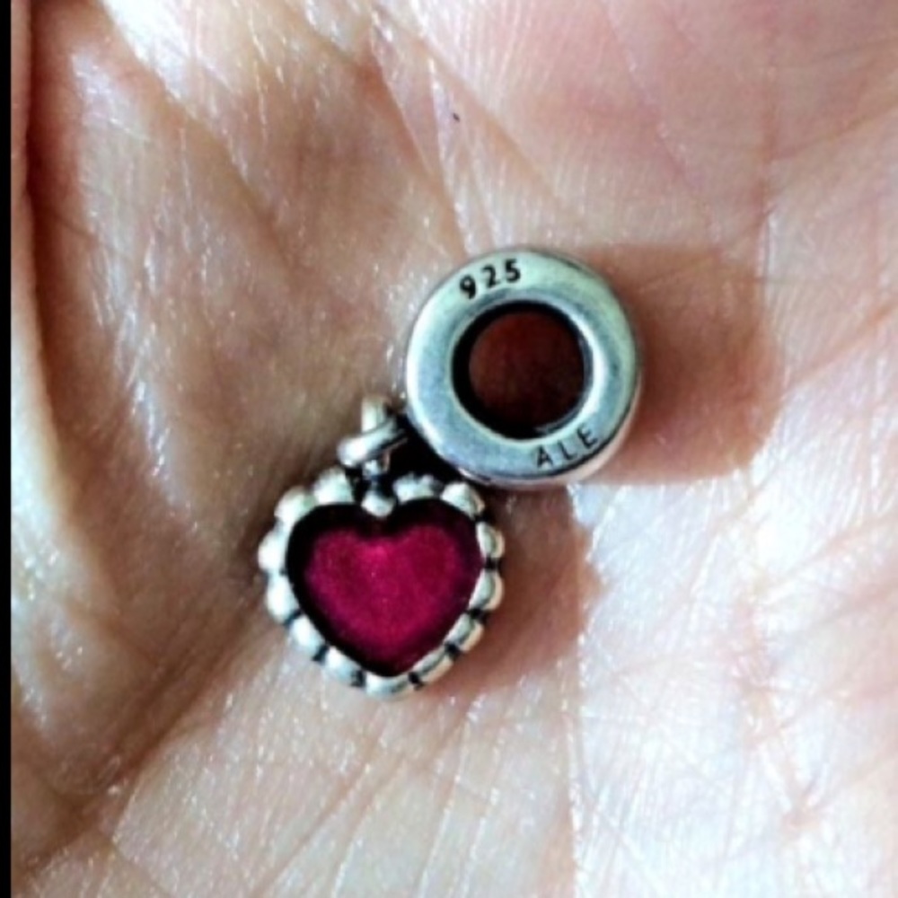 Retired Pandora fuchsia enamel heart charm