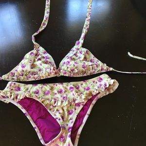 Betsey Johnson bikini size D top and large bottoms