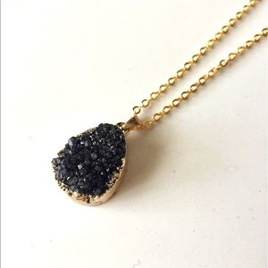Black Geode Druzy Necklace